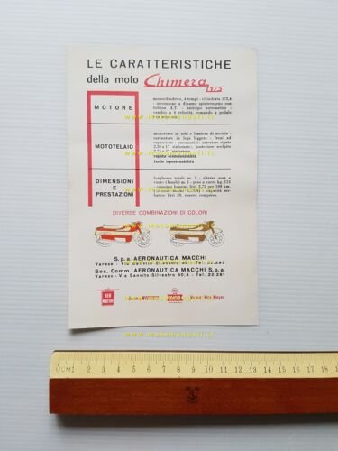 Aermacchi Chimera 175 1957 depliant originale italiano