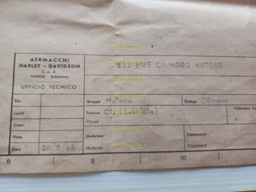 Aermacchi disegno originale assieme cilindro motore 250 1963 no poster …