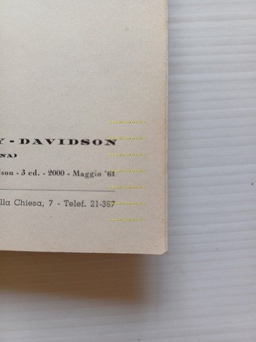 Aermacchi Harley-Davidson 250 Ala Verde-Bianca-Rossa 1961 manuale uso originale