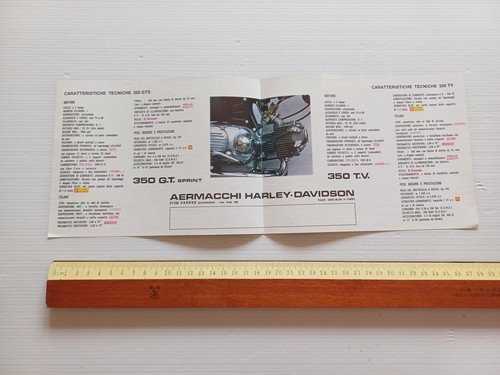 Aermacchi Harley-Davidson 350 TV - 350 GT 1972 depliant Italiano …