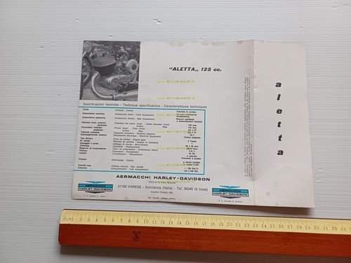 Aermacchi Harley-Davidson Aletta 125 Turismo depliant italiano originale