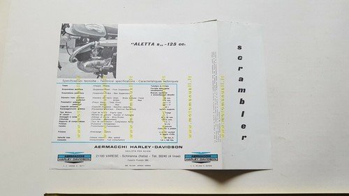 Aermacchi Harley-Davidson Aletta Scrambler 125 1969 depliant originale italiano