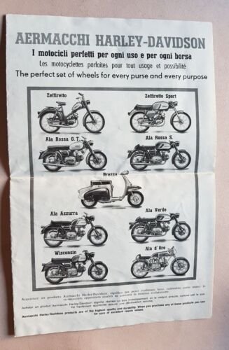 Aermacchi Harley-Davidson produzione modelli 1963 depliant originale brochure