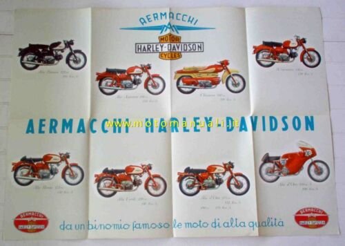 Aermacchi Harley-Davidson produzione moto 1960 depliant originale brochure