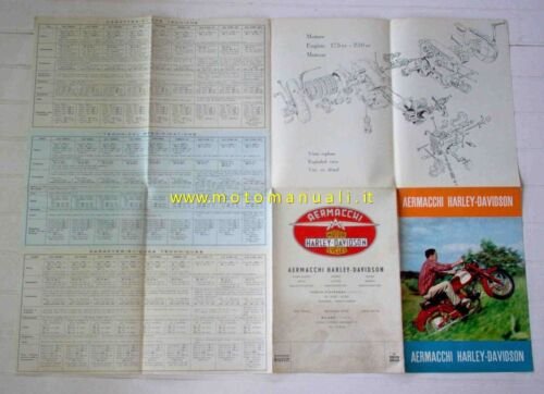 Aermacchi Harley-Davidson produzione moto 1960 depliant originale brochure