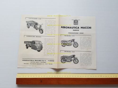 Aermacchi produzione moto 1958 depliant originale italiano