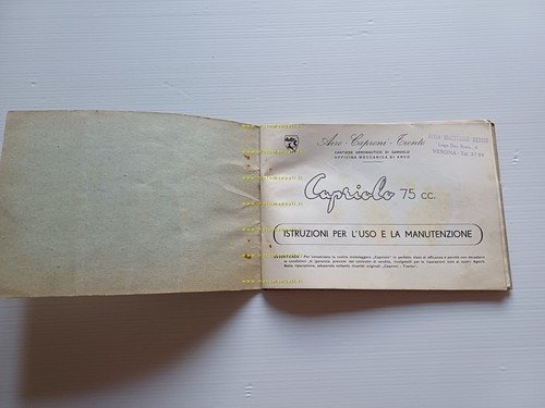 AeroCaproni Capriolo 75 manuale uso manutenzione + catalogo ricambi originale
