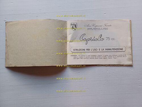 Aerocaproni Capriolo 75 manuale uso manutenzione originale