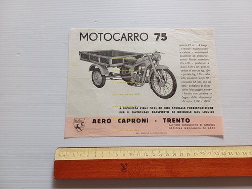 Aerocaproni Capriolo 75 Motocarro depliant originale italiano