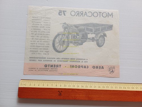 Aerocaproni Capriolo 75 Motocarro depliant originale italiano