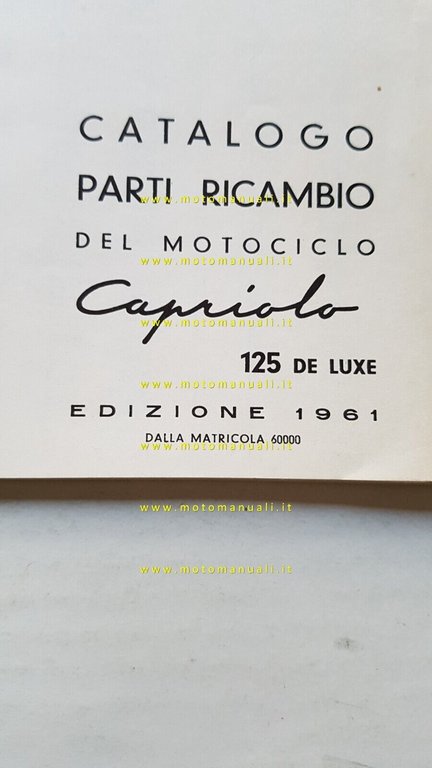Aeromere Capriolo 125 De Luxe 1961 catalogo ricambi ORIGINALE spare …