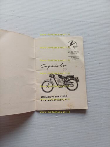 Aeromere Capriolo 75 1958 manuale uso manutenzione libretto originale