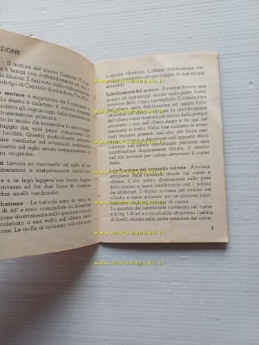 Aeromere Capriolo 75 1958 manuale uso manutenzione libretto originale