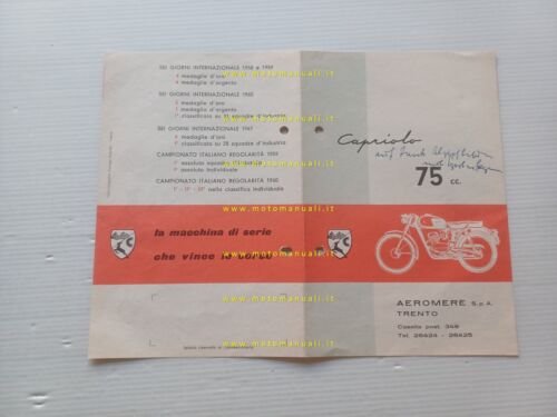 Aeromere Capriolo 75 Normale - Turismo Veloce 1961 depliant italiano …