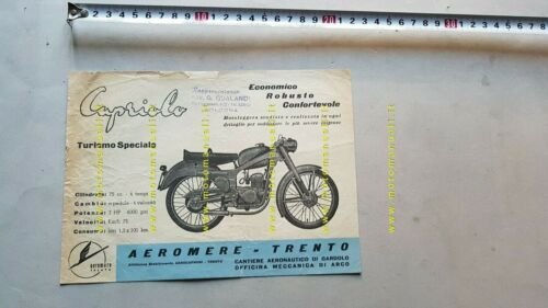 Aeromere Capriolo 75 Turismo Speciale 1955 depliant moto originale brochure