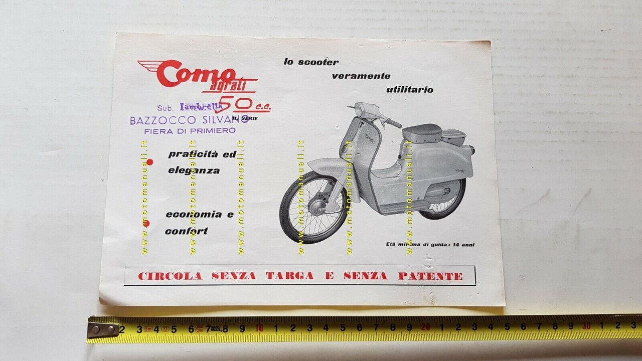 Agrati Como Scooter 50 II Serie 1961 depliant originale