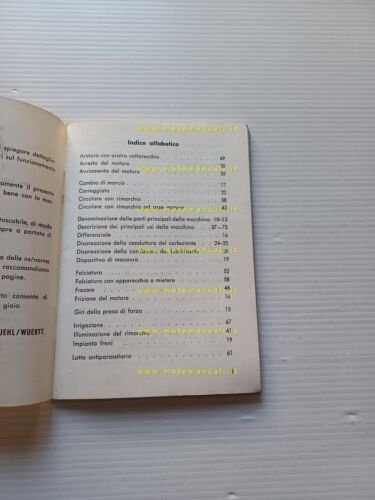 Agria motozappa 2800 D manuale uso originale ITALIANO