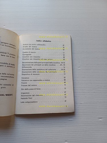 Agria motozappa 2800 D manuale uso originale ITALIANO