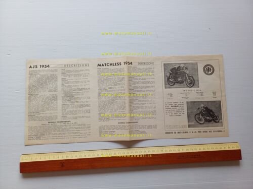 AJS - Matchless catalogo modelli 1954 depliant italiano originale