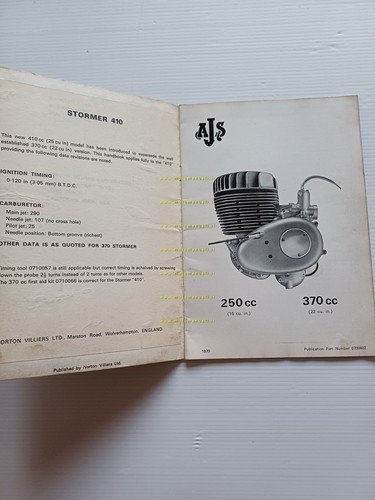 AJS 250 - 370 Stormer Y Series 1970 manuale uso …
