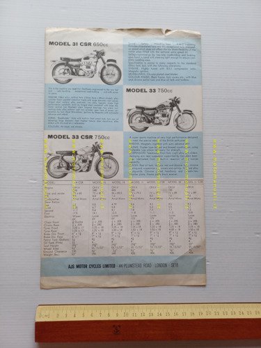 AJS catalogo modelli anni 60 depliant INGLESE originale