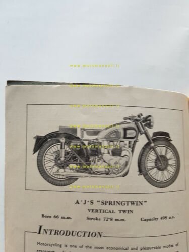 AJS modelli Springtwin 1950 manuale uso manutenzione INGLESE originale