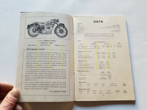 AJS modelli Springtwin 1950 manuale uso manutenzione INGLESE originale