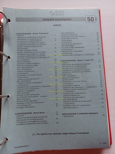 Alfa Romeo 145-146 1994-6 manuale officina Carrozzeria- Climatizzatore originale