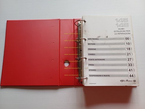 Alfa Romeo 145-146 1994-9 manuale officina Car. Tecniche-Motori-Gruppi Mecc Vol1
