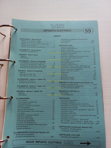 Alfa Romeo 145-146 1996-99 manuale officina Impianto Elettrico - Diagnosi
