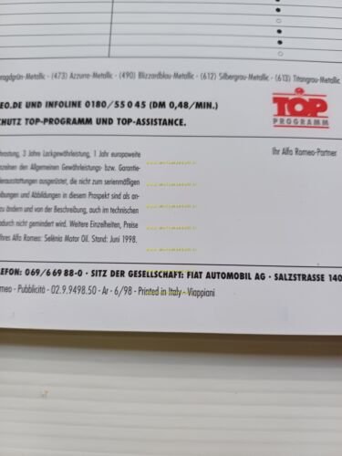 Alfa Romeo 145 Junior 1998 depliant tedesco originale