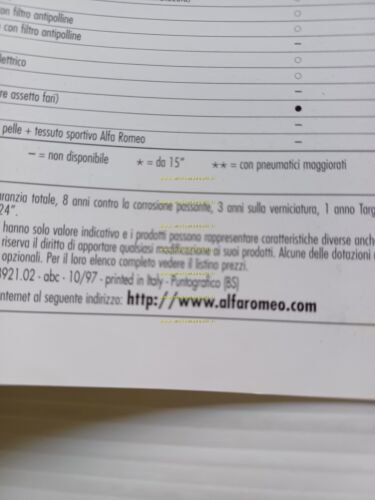 Alfa Romeo 145 modelli 1997-98 depliant originale italiano