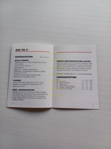 Alfa Romeo 146 modelli 1996 depliant listino TEDESCO originale