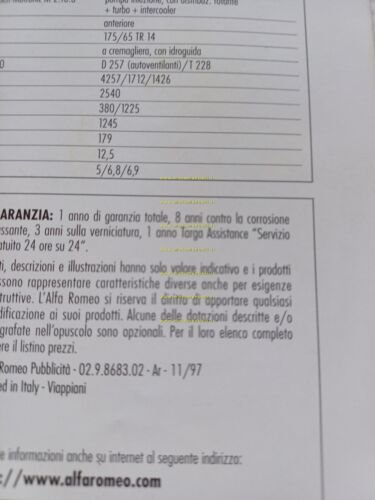 Alfa Romeo 146 modelli 1997-98 depliant italiano originale