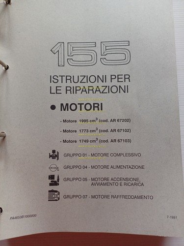 Alfa Romeo 155 1991-94 manuale officina Riparazione Tutti Motori originale
