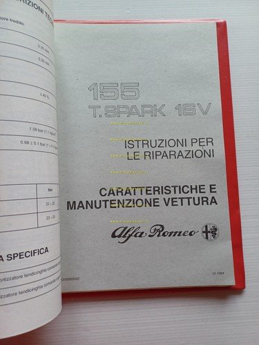 Alfa Romeo 155 1991-95 manuale officina caratter. tecniche manutenz. originale