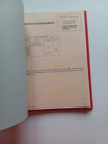 Alfa Romeo 155 1991-95 manuale officina caratter. tecniche manutenz. originale