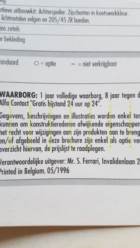 Alfa Romeo 155 1996 depliant originale OLANDESE brochure DUTCH text