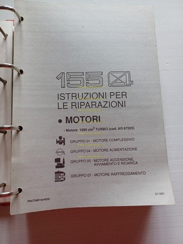 Alfa Romeo 155 4WD 1991-94 COMPLEMENTO manuale officina originale