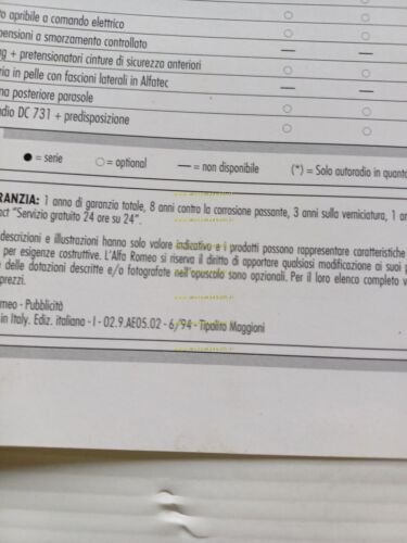 Alfa Romeo 155 modelli 1994 depliant italiano originale