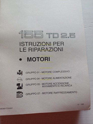 Alfa Romeo 155 TD 1992-5 COMPLEMENTO manuale officina Motore Mecc. …