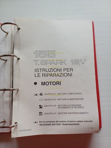 Alfa Romeo 155 TS 1994-5 COMPLEMENTO manuale officina Motore Mecc. …
