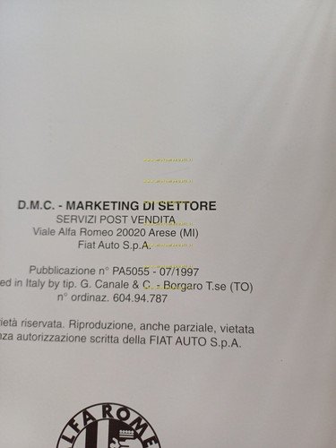 Alfa Romeo 156 1997-99 manuale officina originale Procedure Riparazioni vol. …