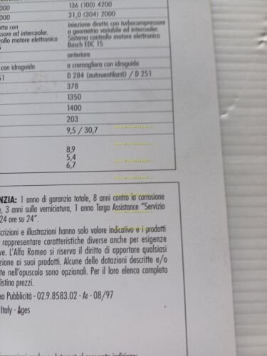 Alfa Romeo 156 modelli 1997 depliant italiano originale