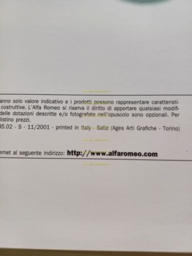 Alfa Romeo 156 modelli 2000-01 2 depliant italiano