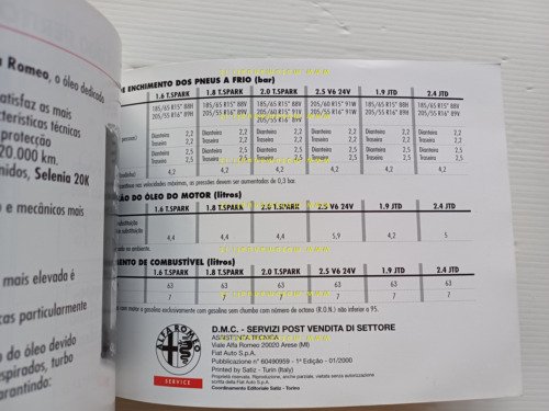 Alfa Romeo 156 modelli 2000 manuale uso manutenzione PORTOGHESE originale