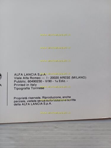 Alfa Romeo 164 3.0 V6 Quadrifoglio 1990 manuale uso manutenzione …