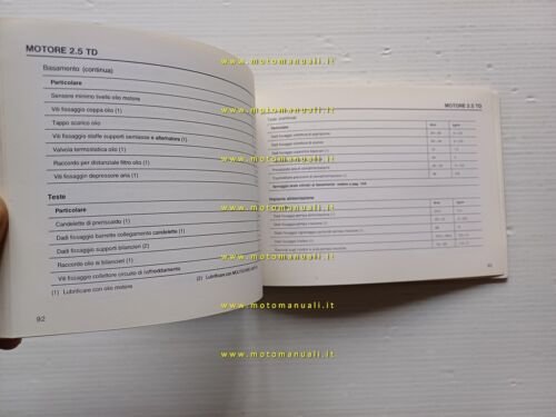 Alfa Romeo 164 modelli 1987 manuale officina caratteristiche prescriz. tecniche