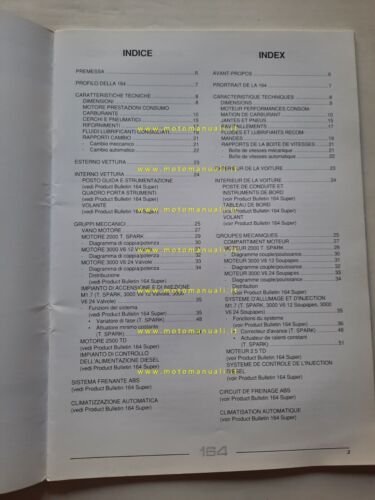 Alfa Romeo 164 T.Spark-V6-Quadrifoglio 1992 Product Bulletin manuale no depliant