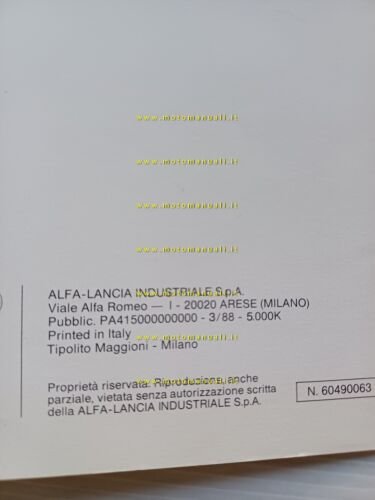 Alfa Romeo 164 Turbo 1988 manuale uso manutenzione originale